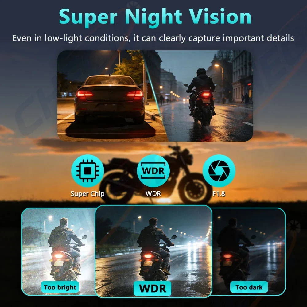 Motorcycle DVR 2K HD WiFi With - Mountain Biking Videos 评论和价格